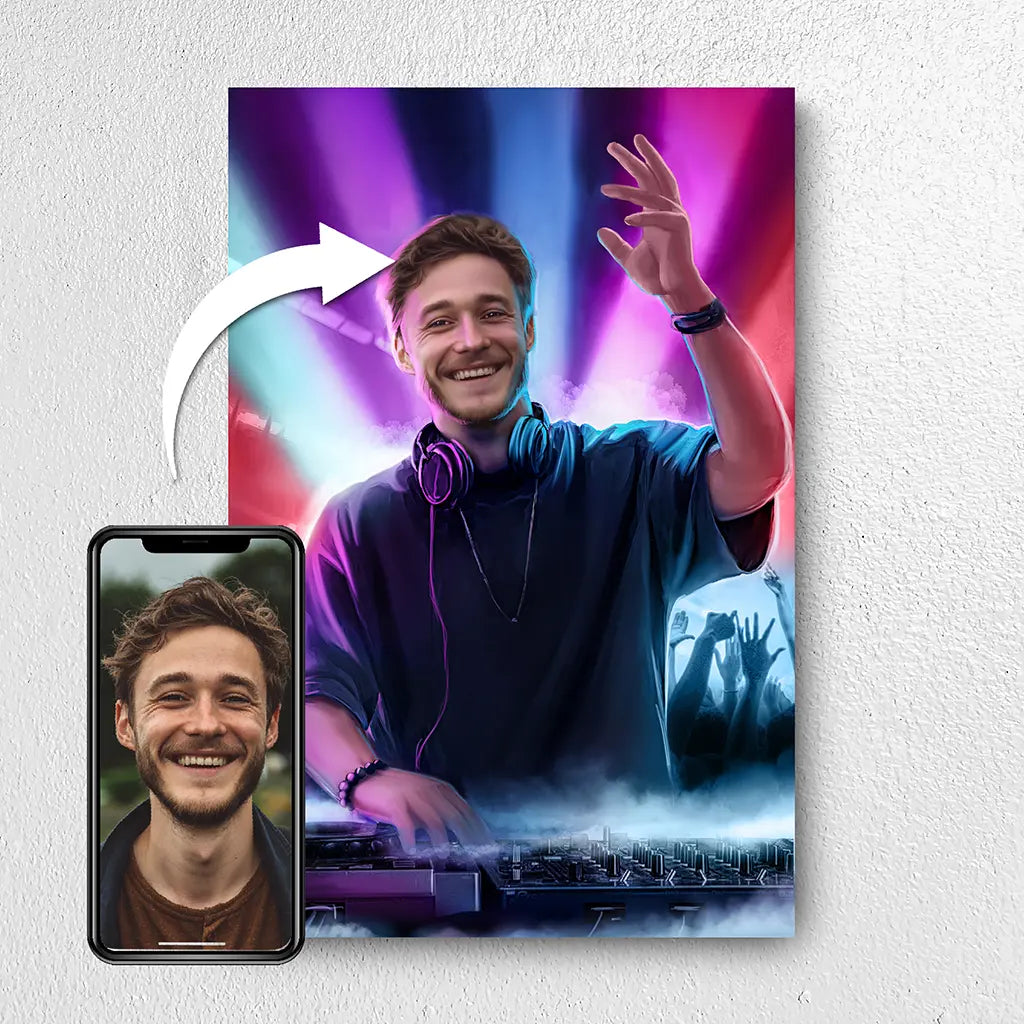 The DJ Vibes custom portrait gift from photo