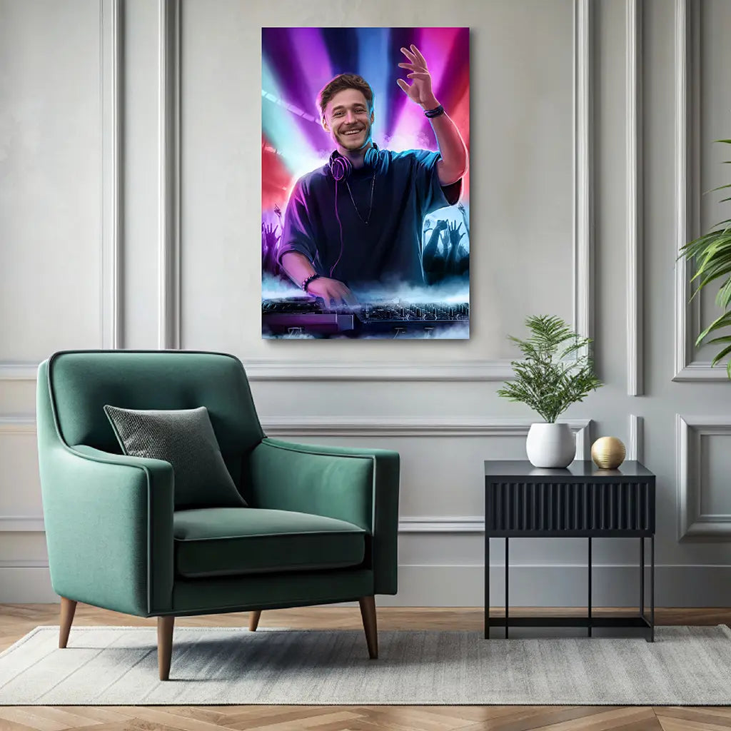 The DJ Vibes custom portrait wall art canvas