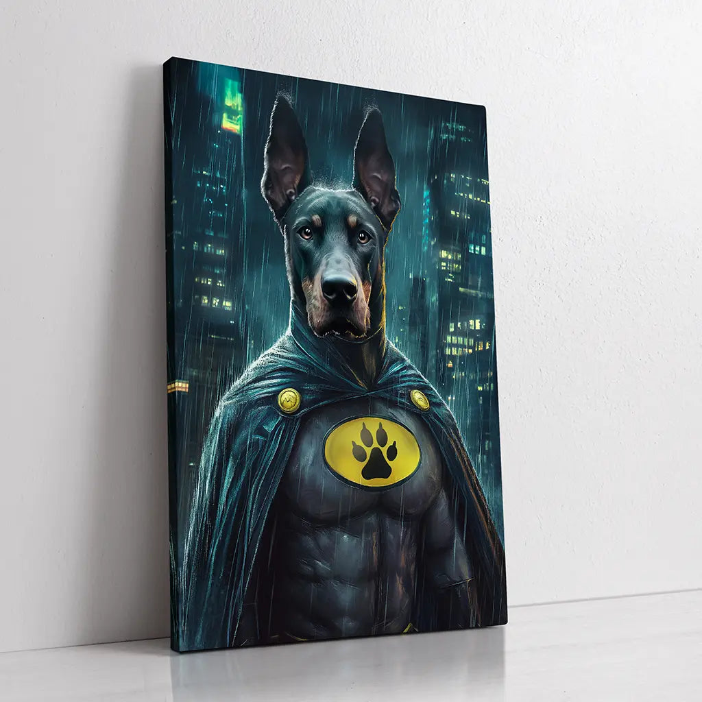 The Dark Paw superhero custom dog portrait