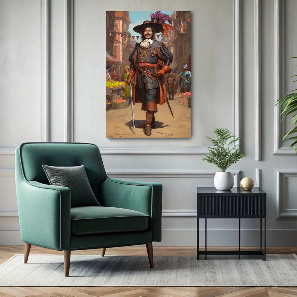 The Dashing Musketeer portrait wall art canvas