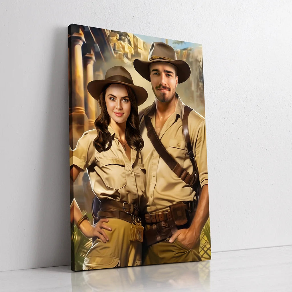 The Explorer Couple custom personalized portrait