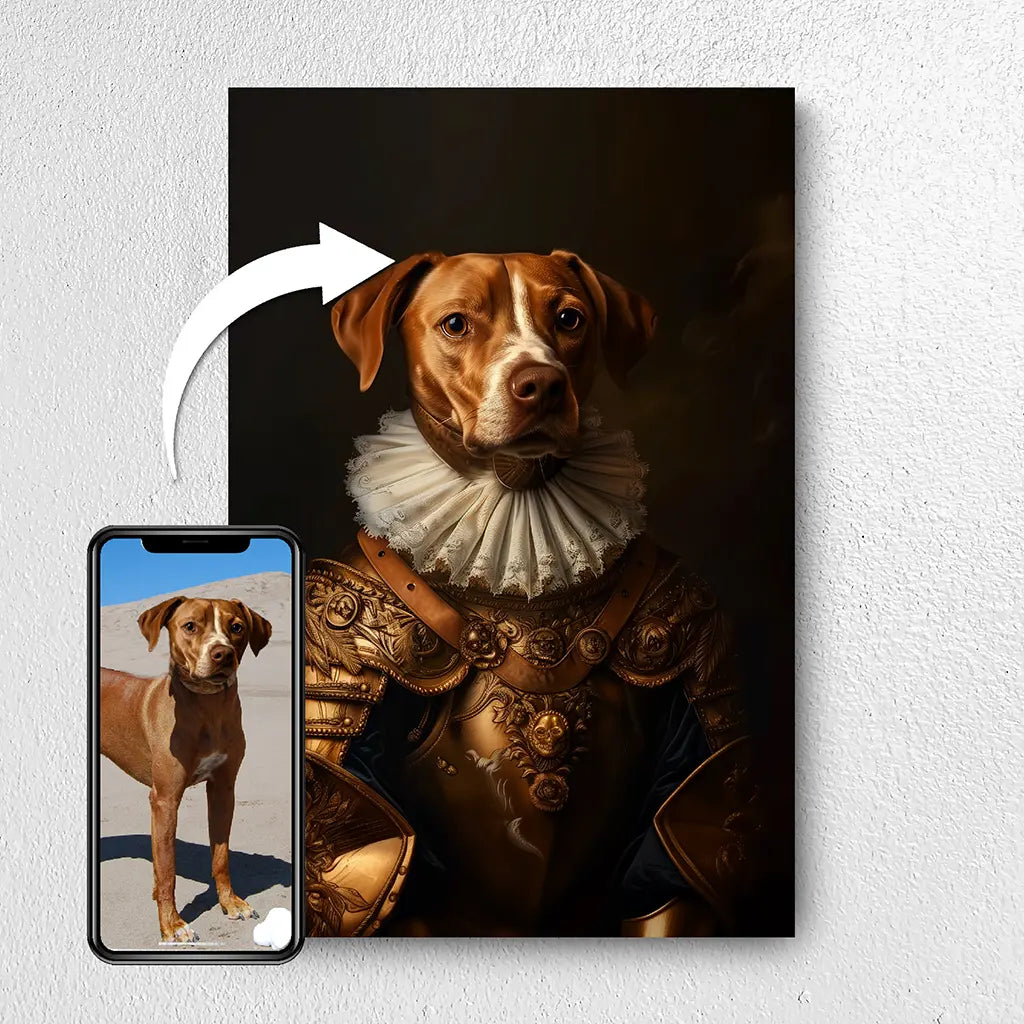 The Faithful Knight custom personalized dog portrait from photos