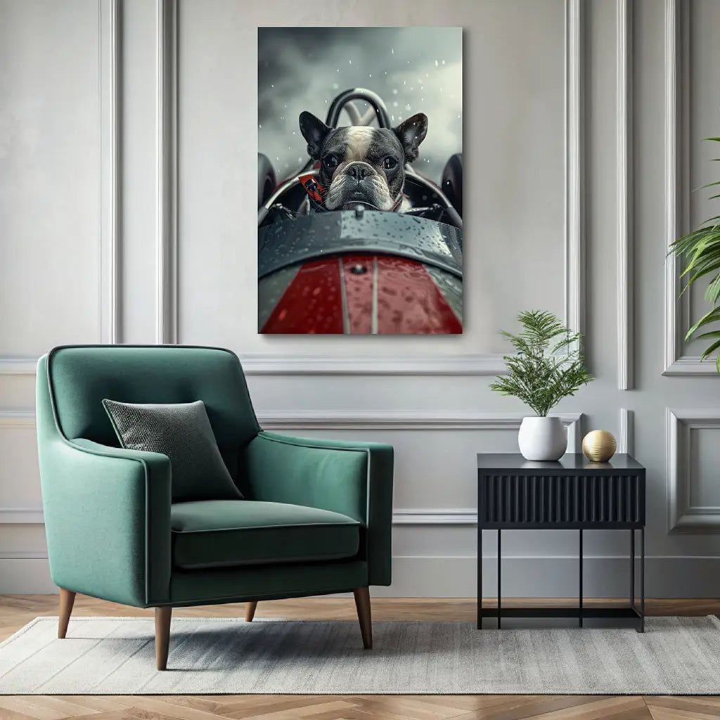The Formula Pilot custom personalized dog portrait wall decor