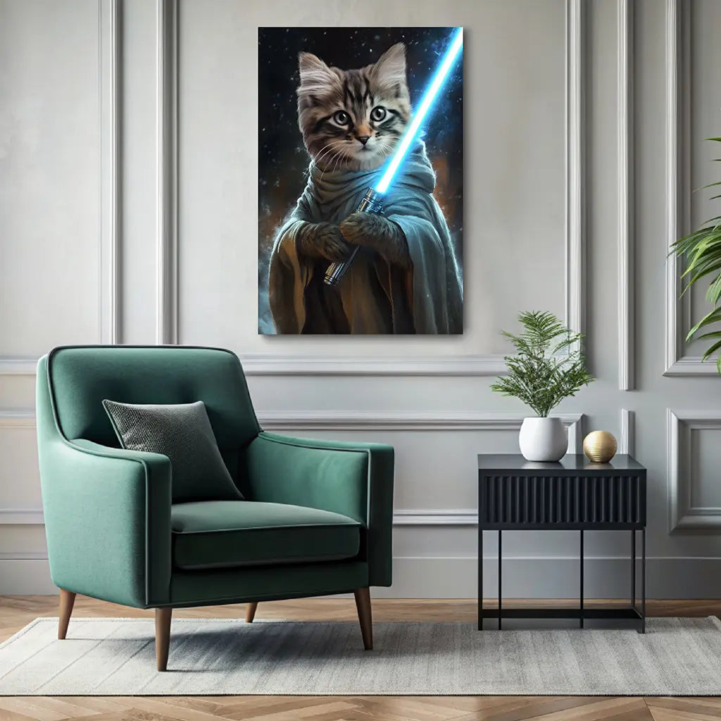 The Galactic Guardian custom cat portrait wall art canvas