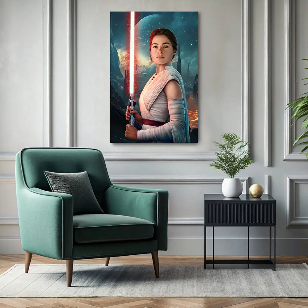 The Galactic Warrior custom female portrait wall art canvas