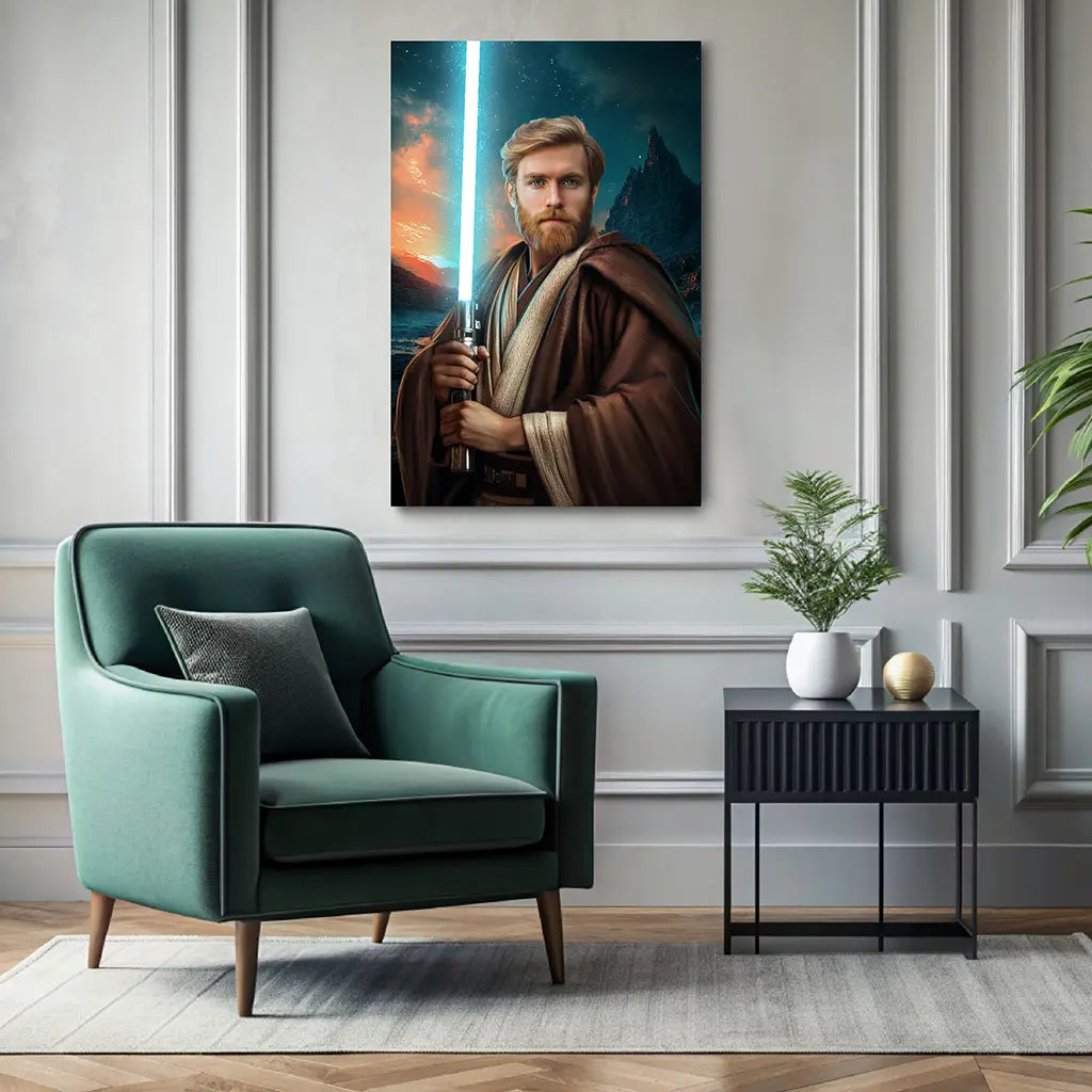 The Galactic Warrior custom male portrait wall art canvas