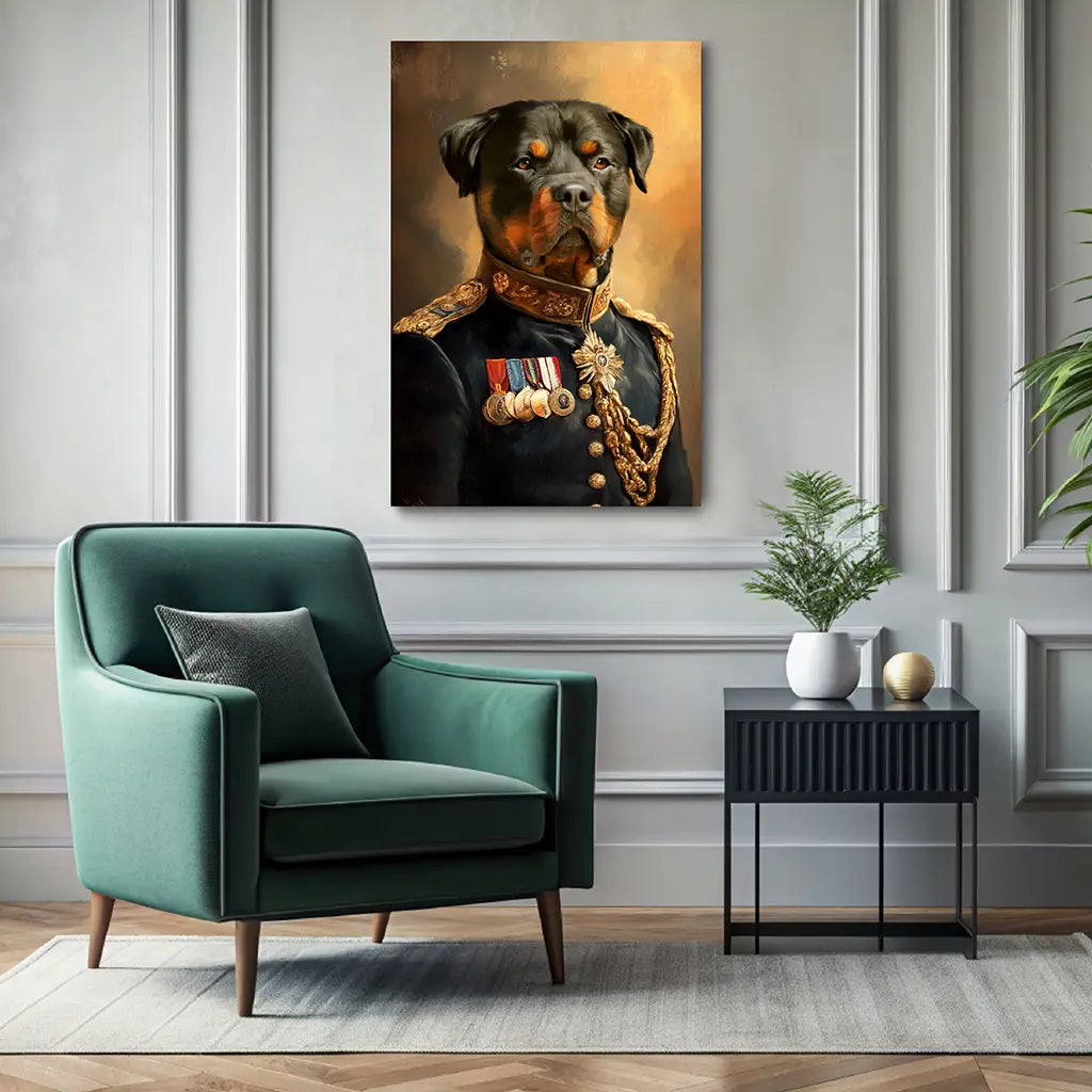 The General custom dog portrait wall art canvas