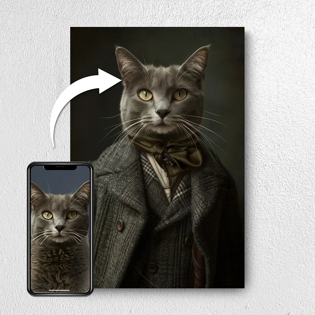 The Gentleman custom personalized cat portrait from photo