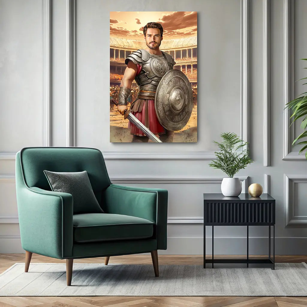 The Gladiator custom personalized male portrait wall decor