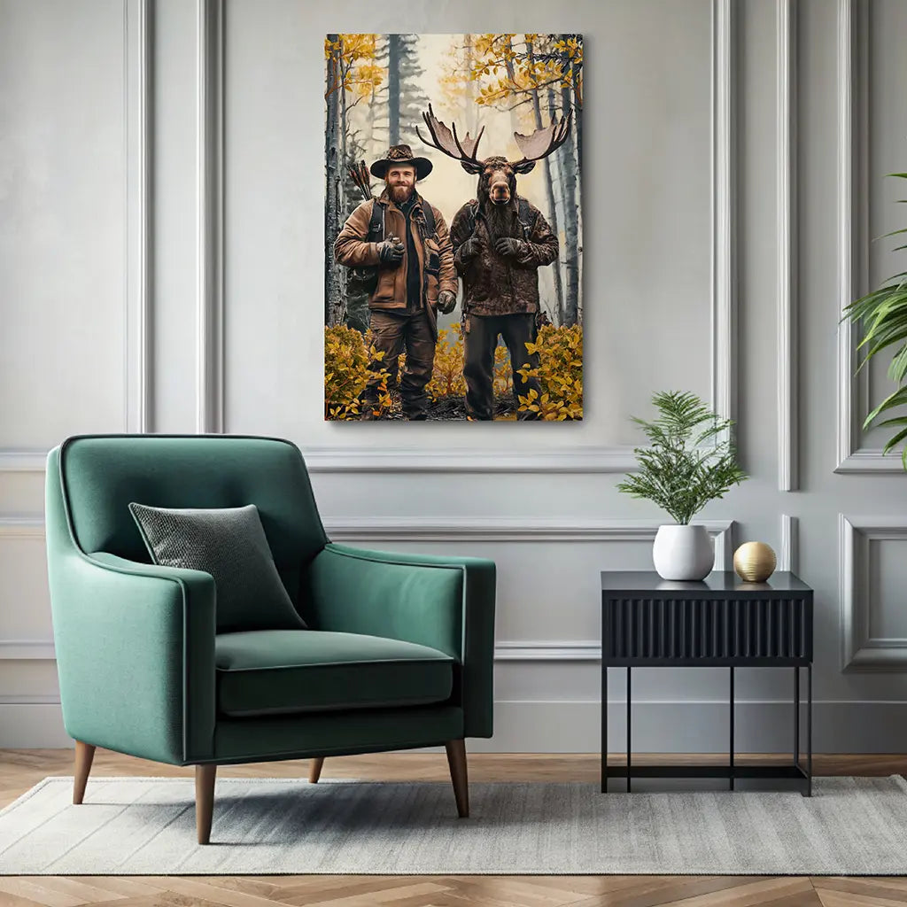 The Hunting Buddy custom portrait wall art canvas