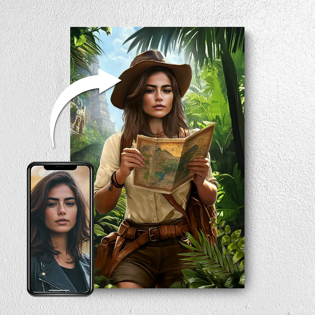 The Jungle Explorer custom female portrait from photo