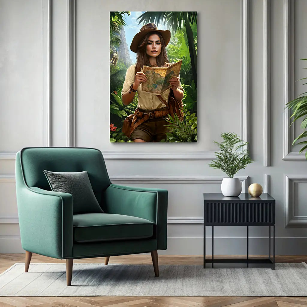 The Jungle Explorer custom female portrait wall art canvas
