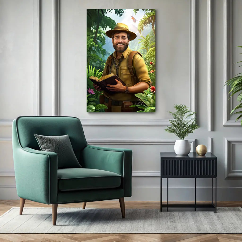 The Jungle Explorer custom male portrait wall art canvas