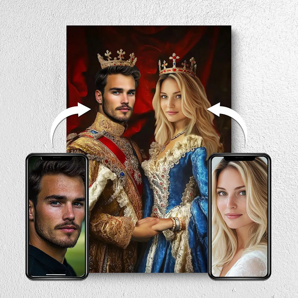 The King and Queen custom royal portrait from photo