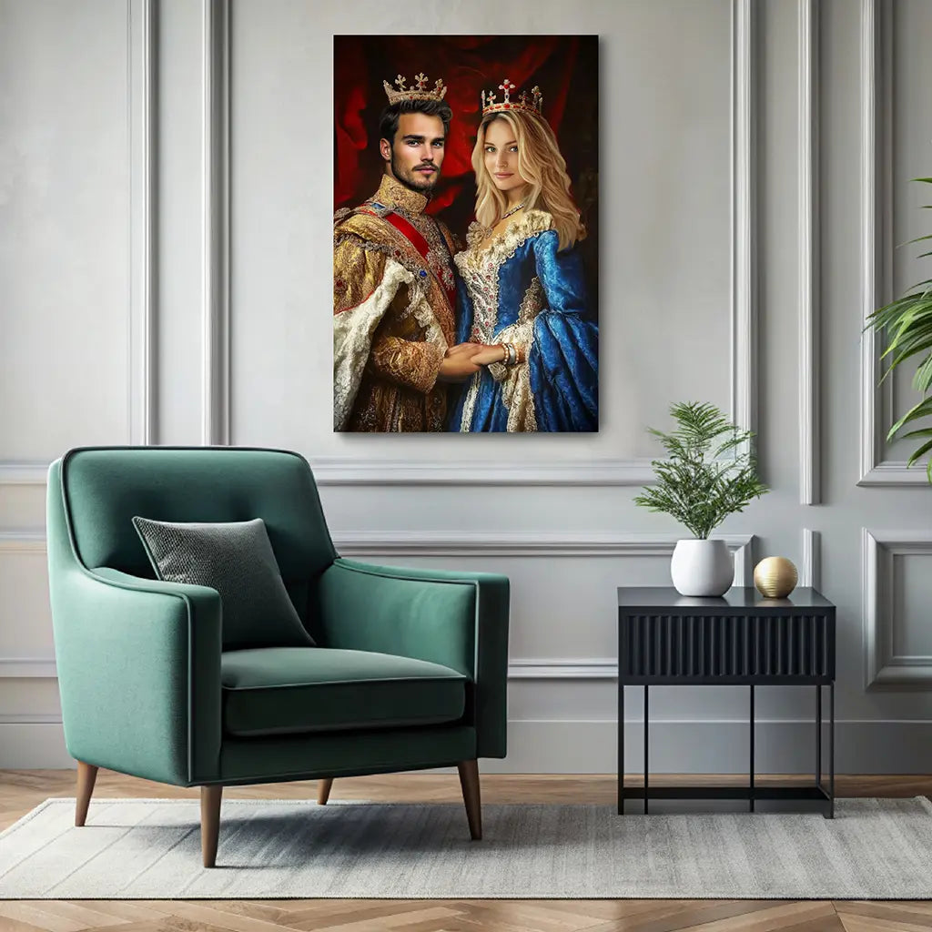 The King and Queen custom royal portrait wall art canvas