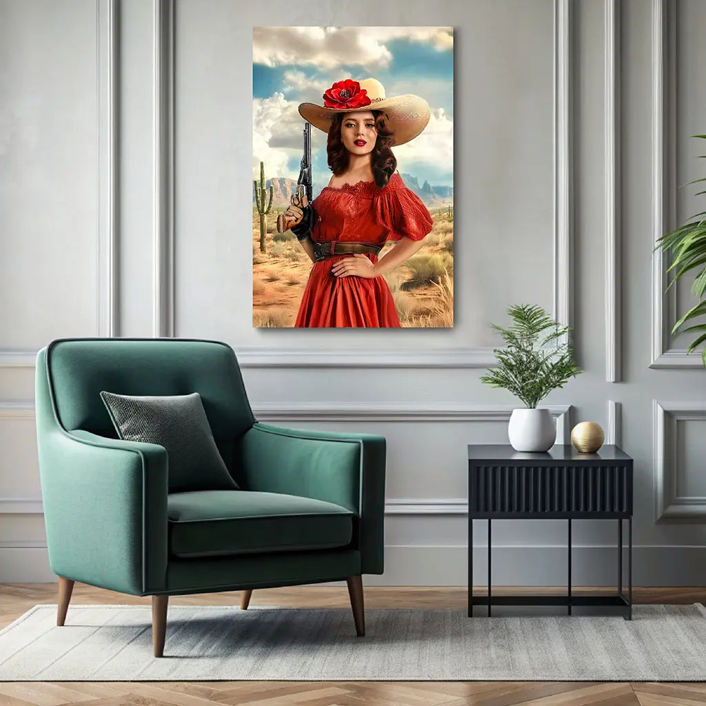 The Lady of the West portrait wall art canvas