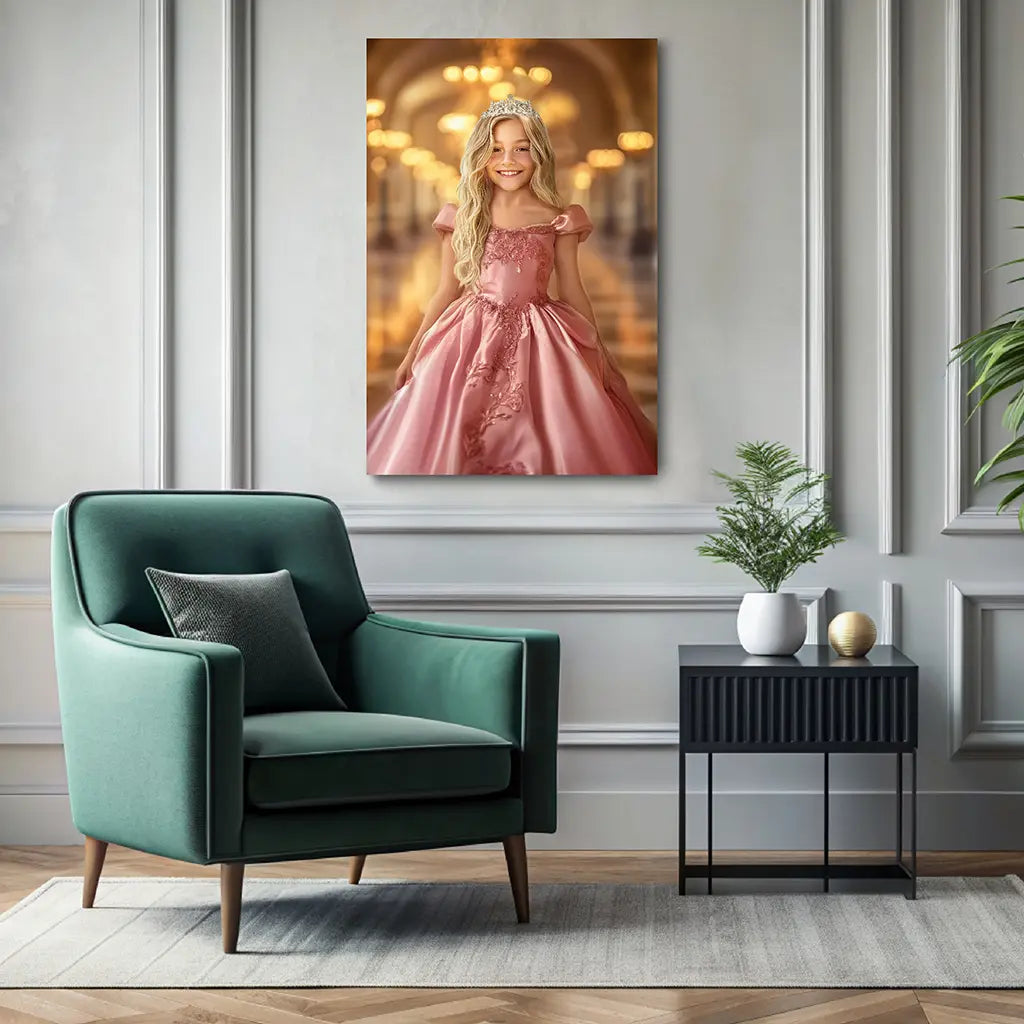 The Little Elegance custom royal girl portrait wall art canvas