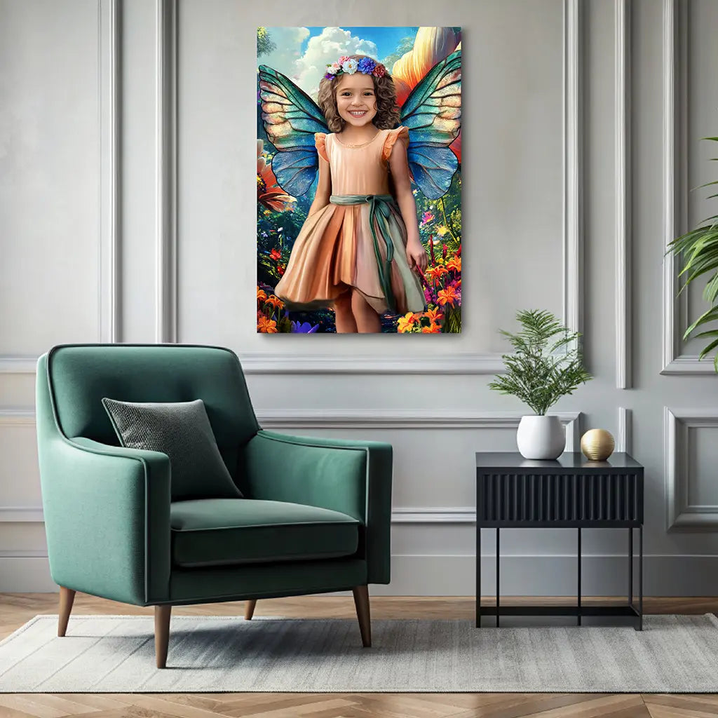 The Little Fairy custom girl portrait wall art canvas