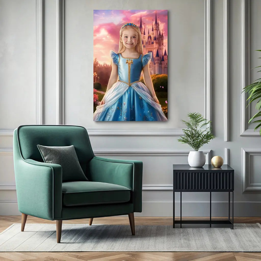 The Little Princess custom royal girl portrait wall art canvas
