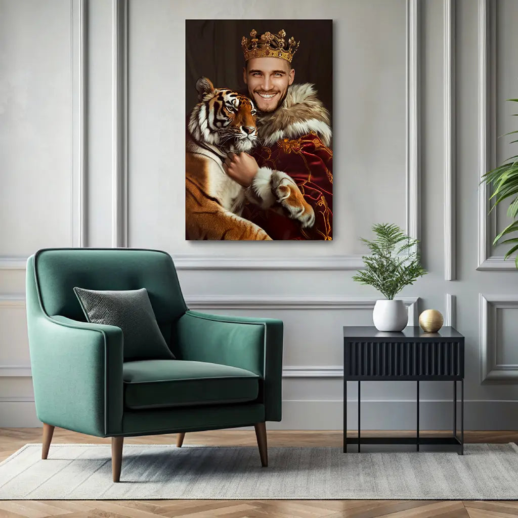 The Man with a tiger custom presonalized royal portrait wall decor