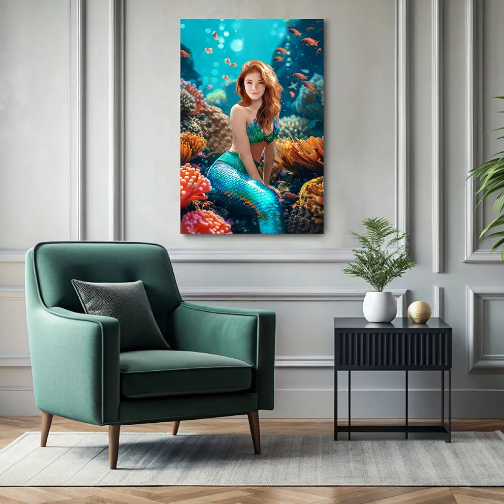 The Mermaid custom personalized female portrait wall decor
