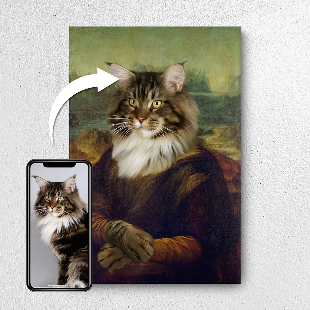 The Mona Meow-za custom cat portrait from photo