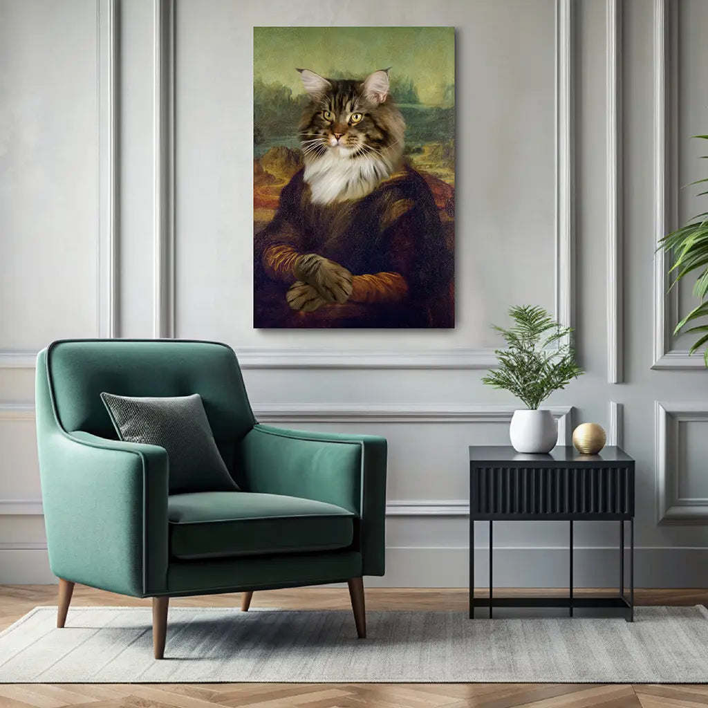 The Mona Meow-za custom cat portrait wall art canvas