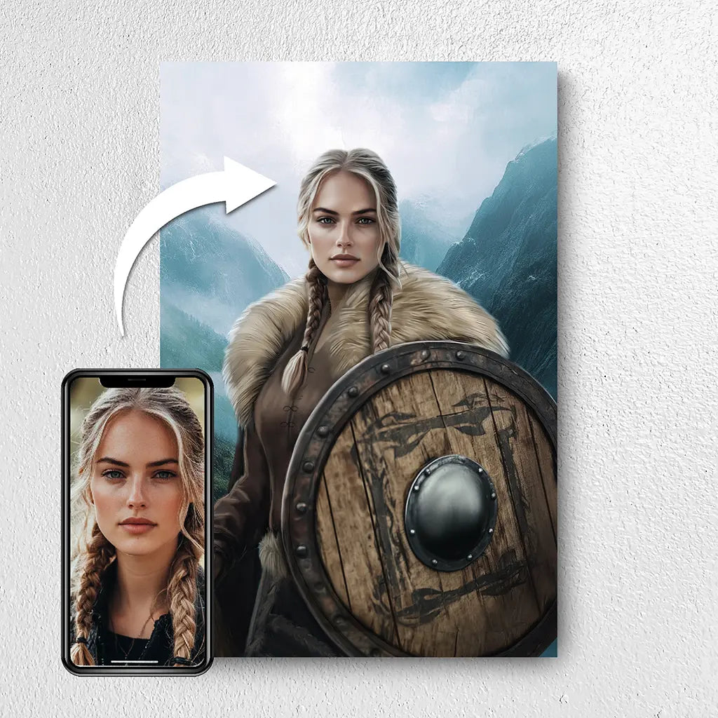 The Norse Shieldmaiden custom female viking portrait from photo
