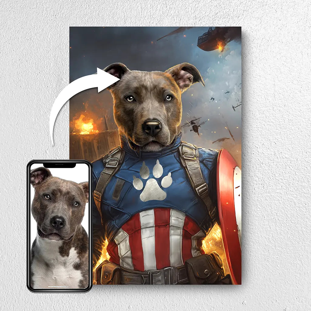 The Pawmerican Hero custom dog portrait from photo
