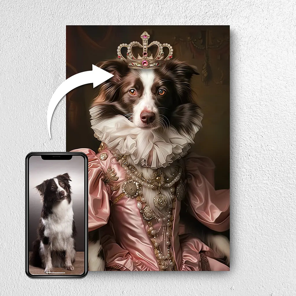 The Pink Princess custom personalized dog portrait from photo