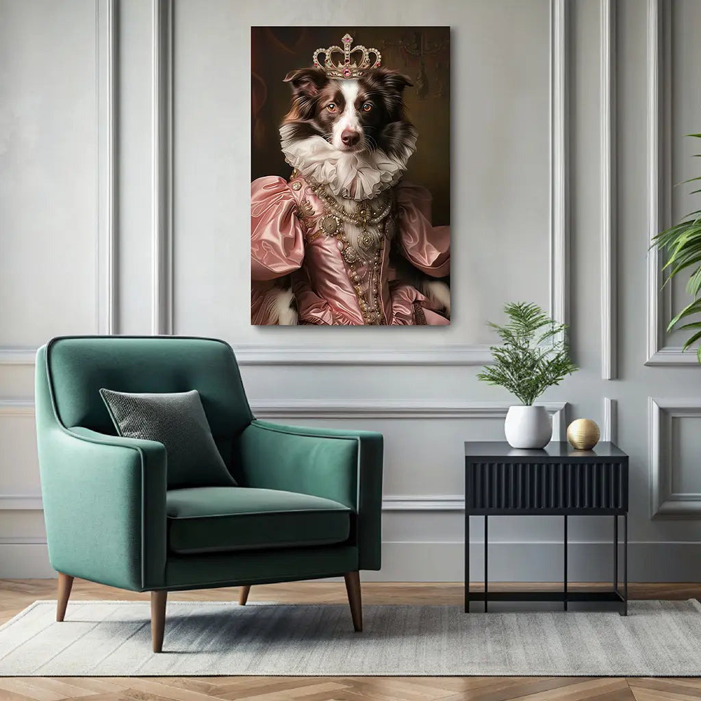 The Pink Princess custom personalized dog portrait wall decor