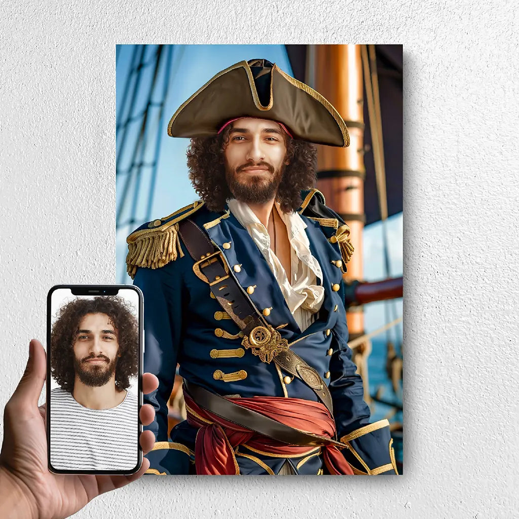 The Pirate Captain custom personalised male portrait from photo