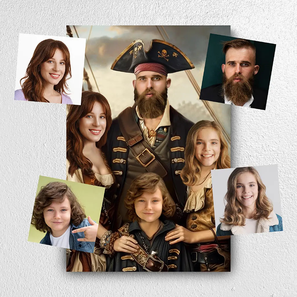 The Pirate Family custom personalized portrait from photo