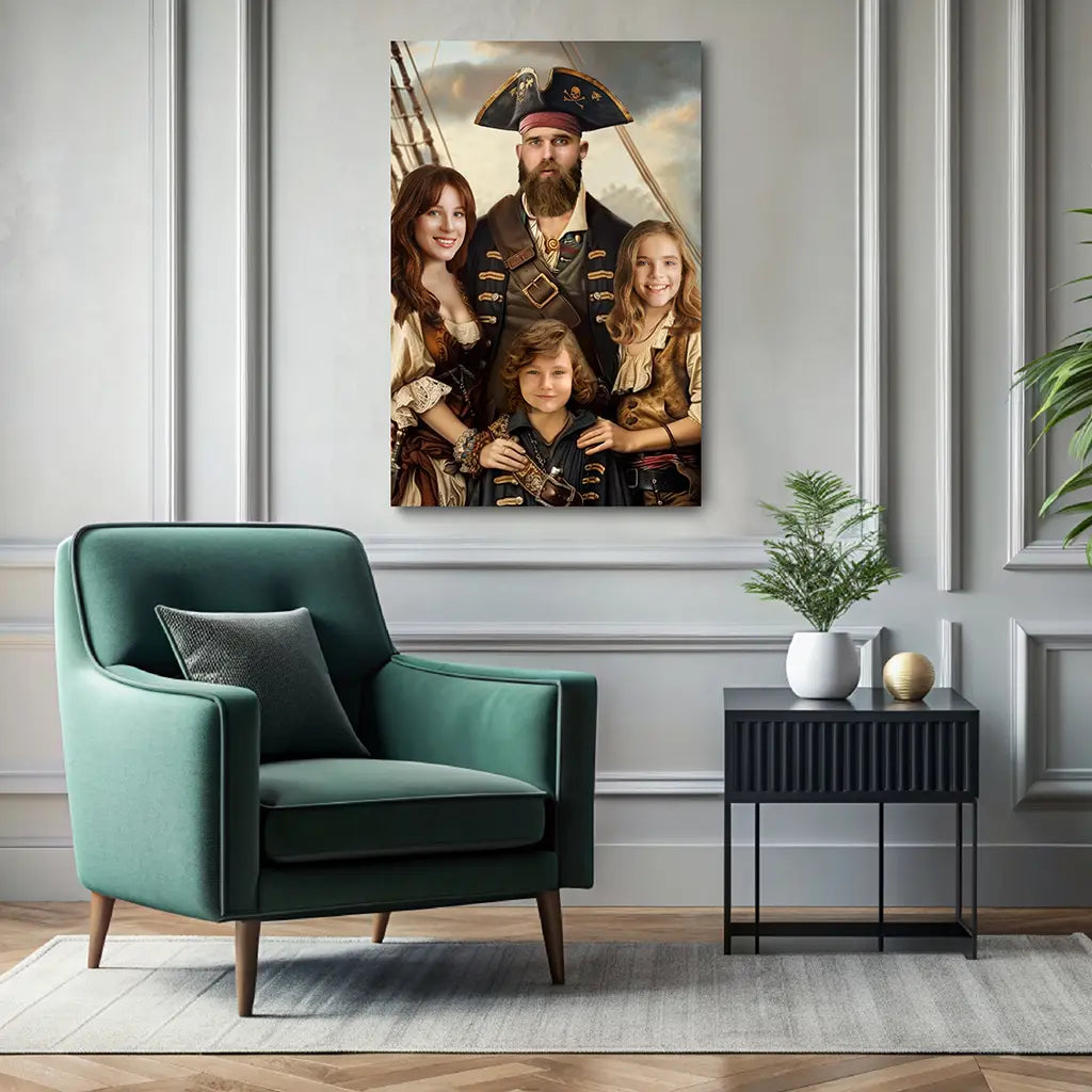 The Pirate Family custom personalized portrait wall decor