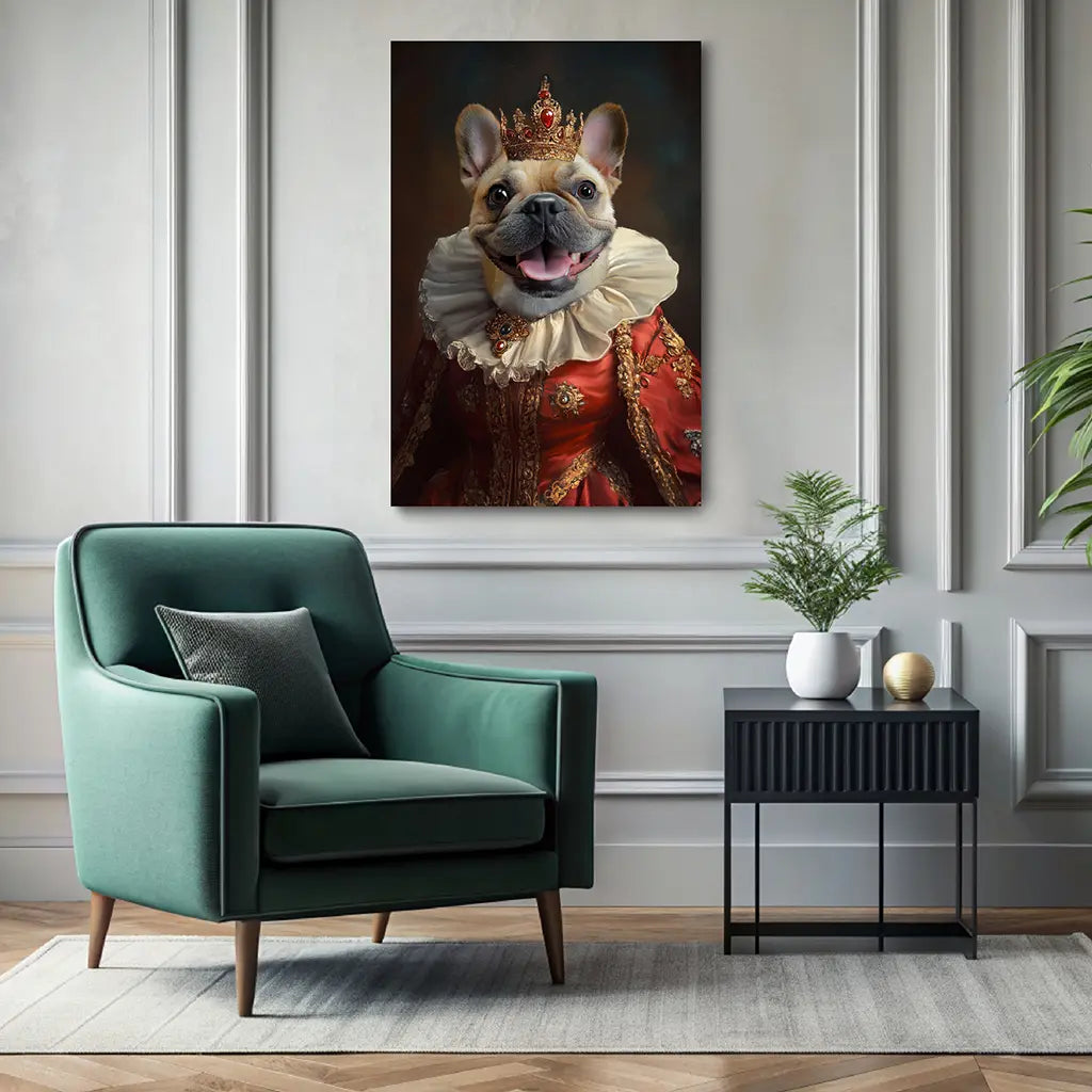 The Queen custom dog royal portrait wall art canvas
