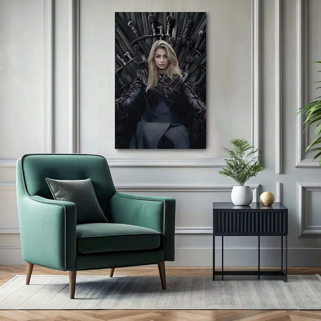 The Queen in the North custom female portrait wall art canvas