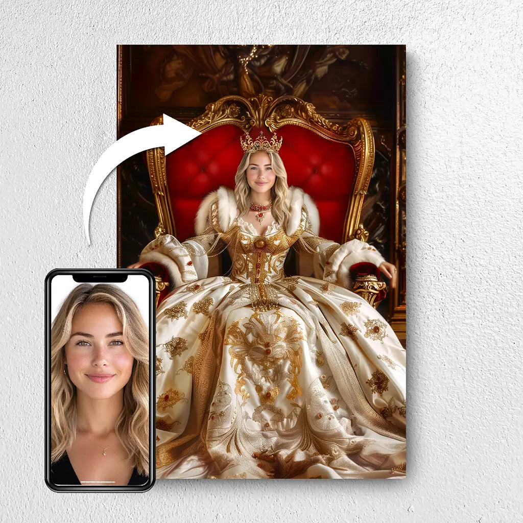 he Queen of Gold custom royal portrait from photo