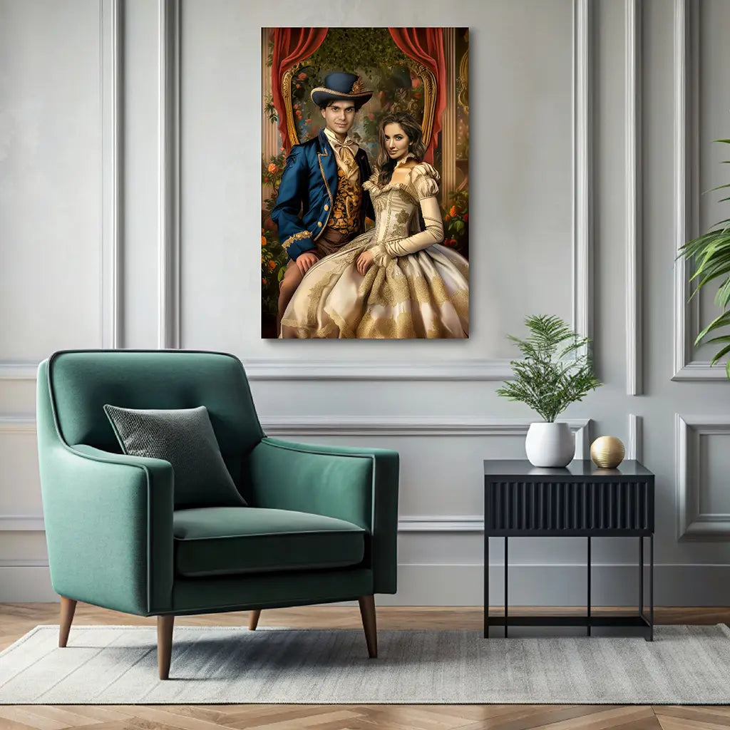 The Regal Romance custom personalized royal portrait wall decor
