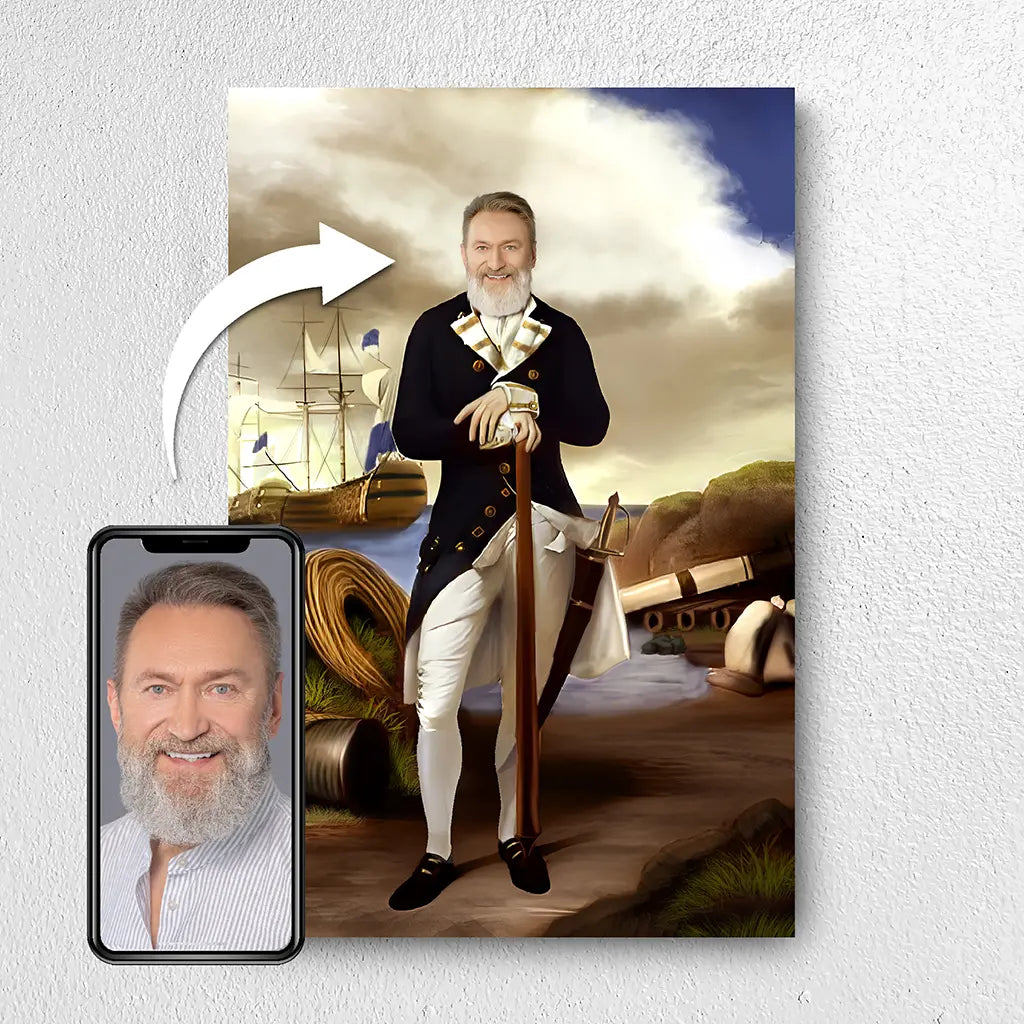 The Royal Admiral custom portrait gift from photo