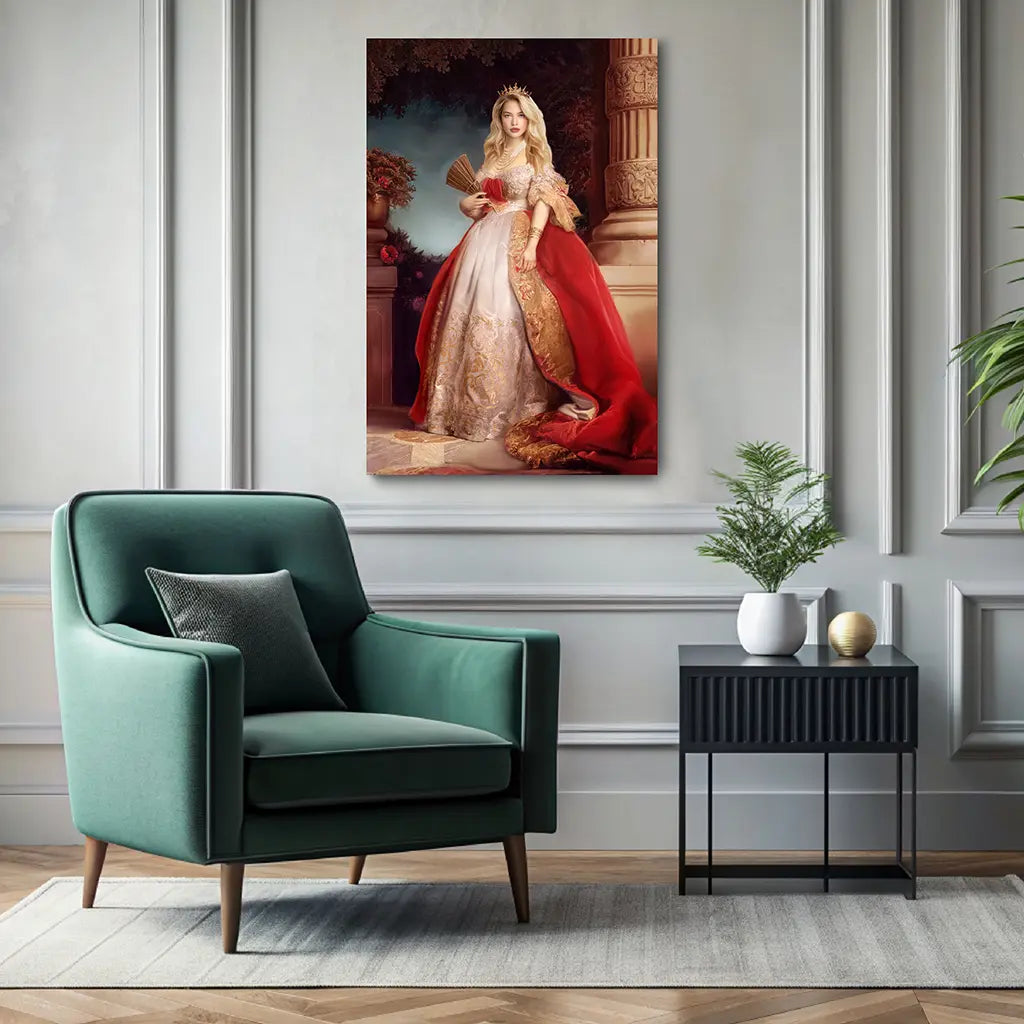 The Scarlet Majesty custom royal portrait wall art canvas