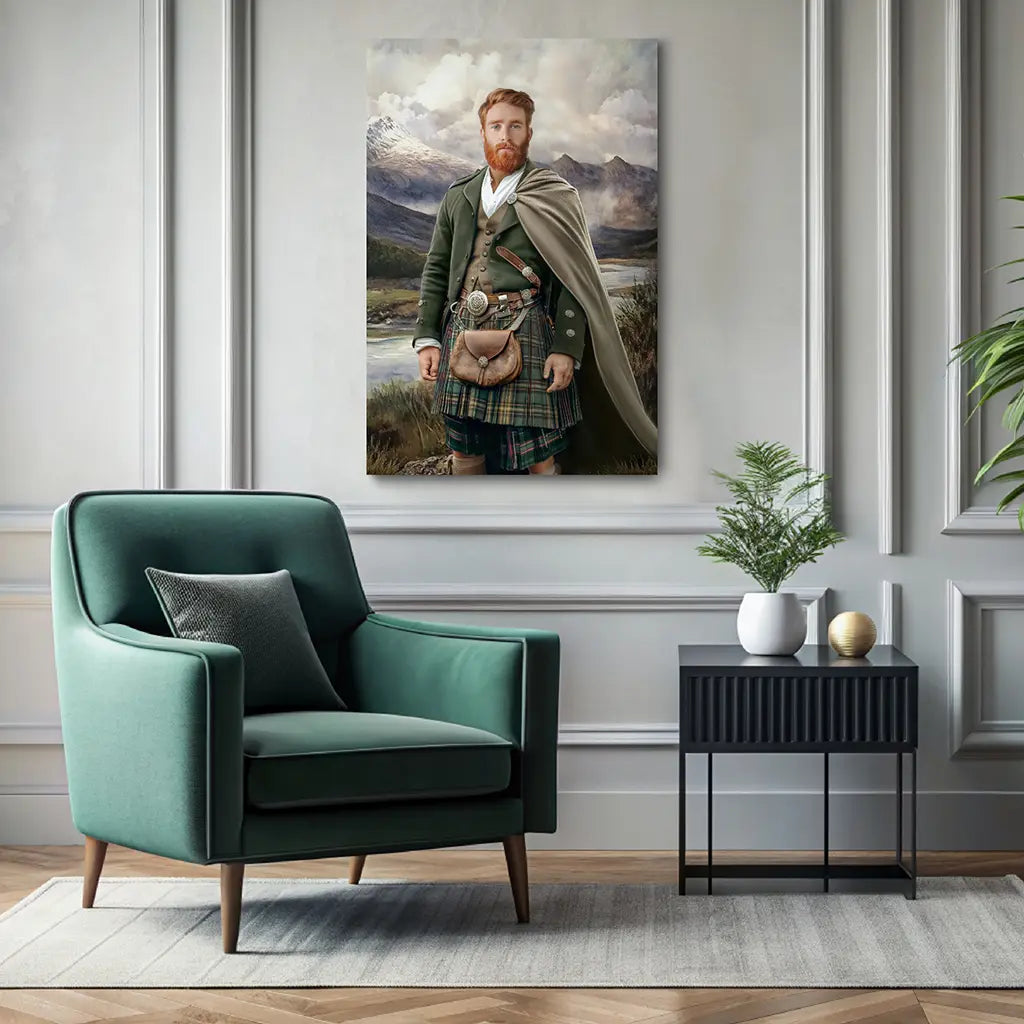 The Scottish Highlander custom portrait wall art canvas