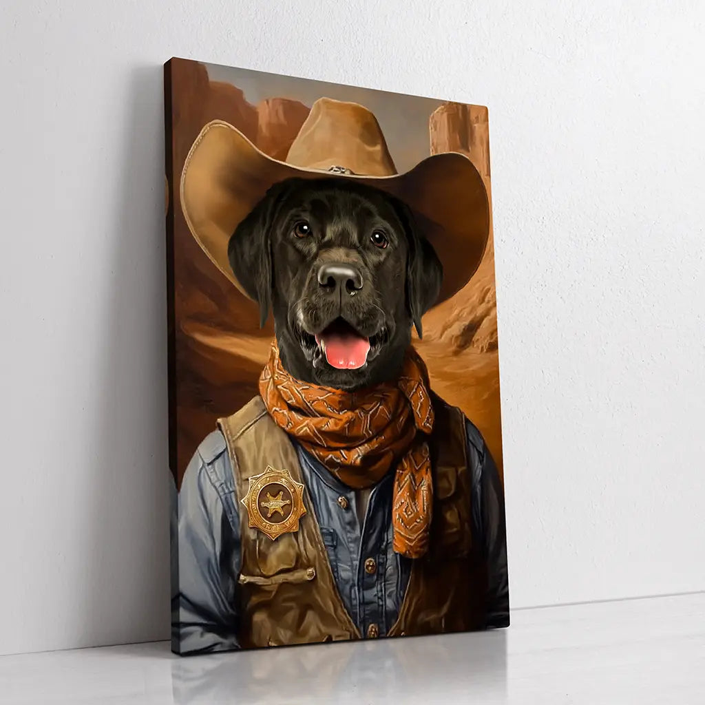 The Sheriff cowboy custom pet portrait