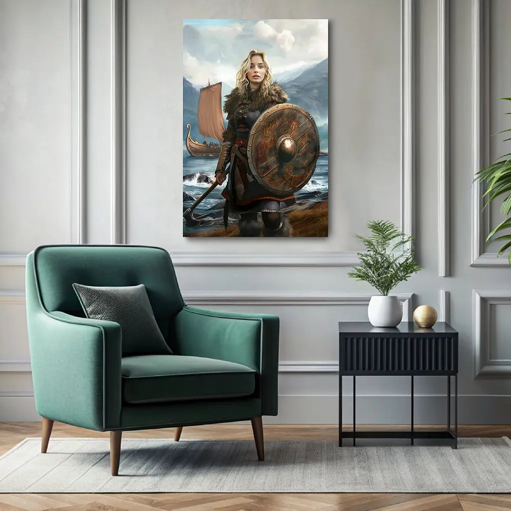 The Shield Maiden custom personalized female portrait wall decor