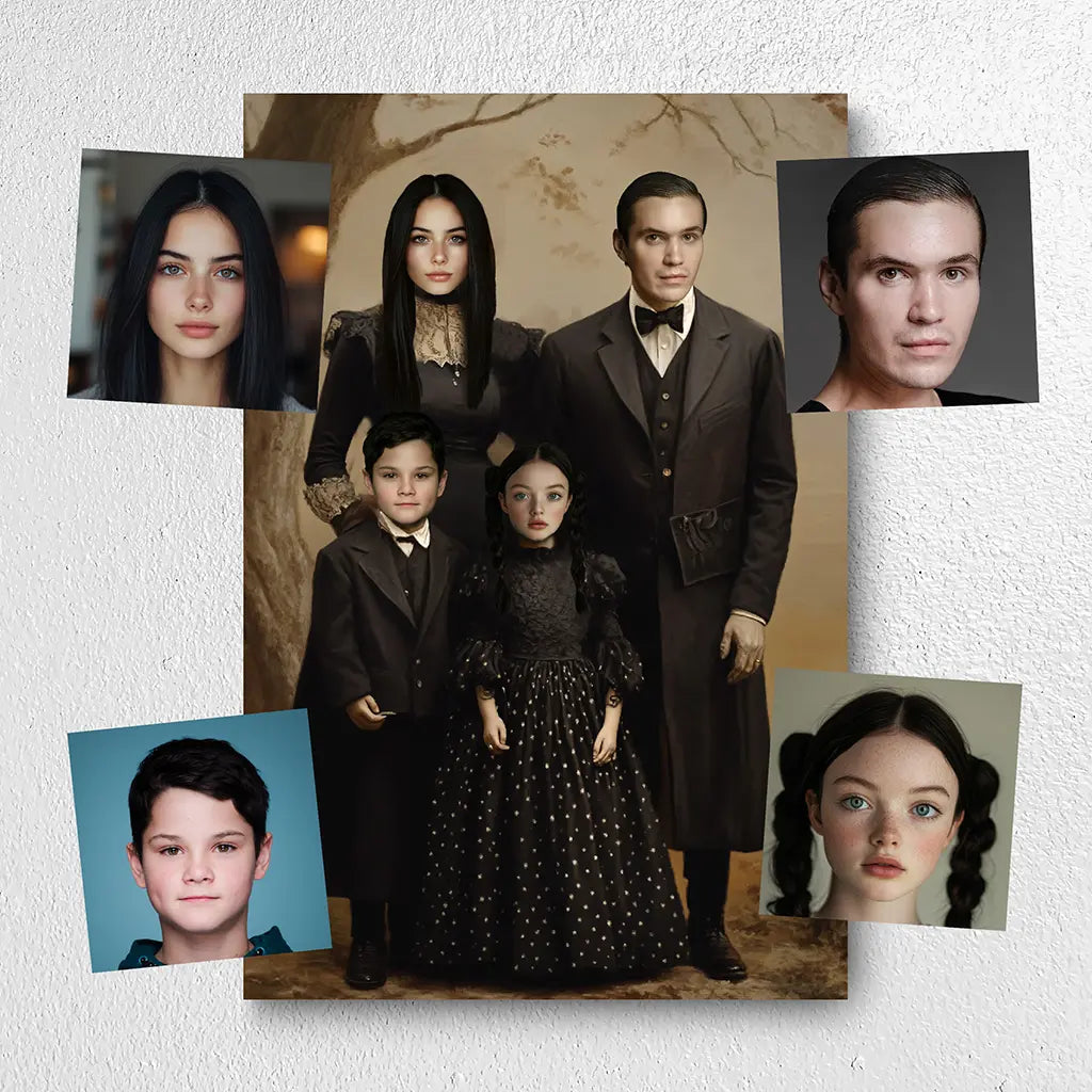 The Spooky Family custom personalized portrait from photo