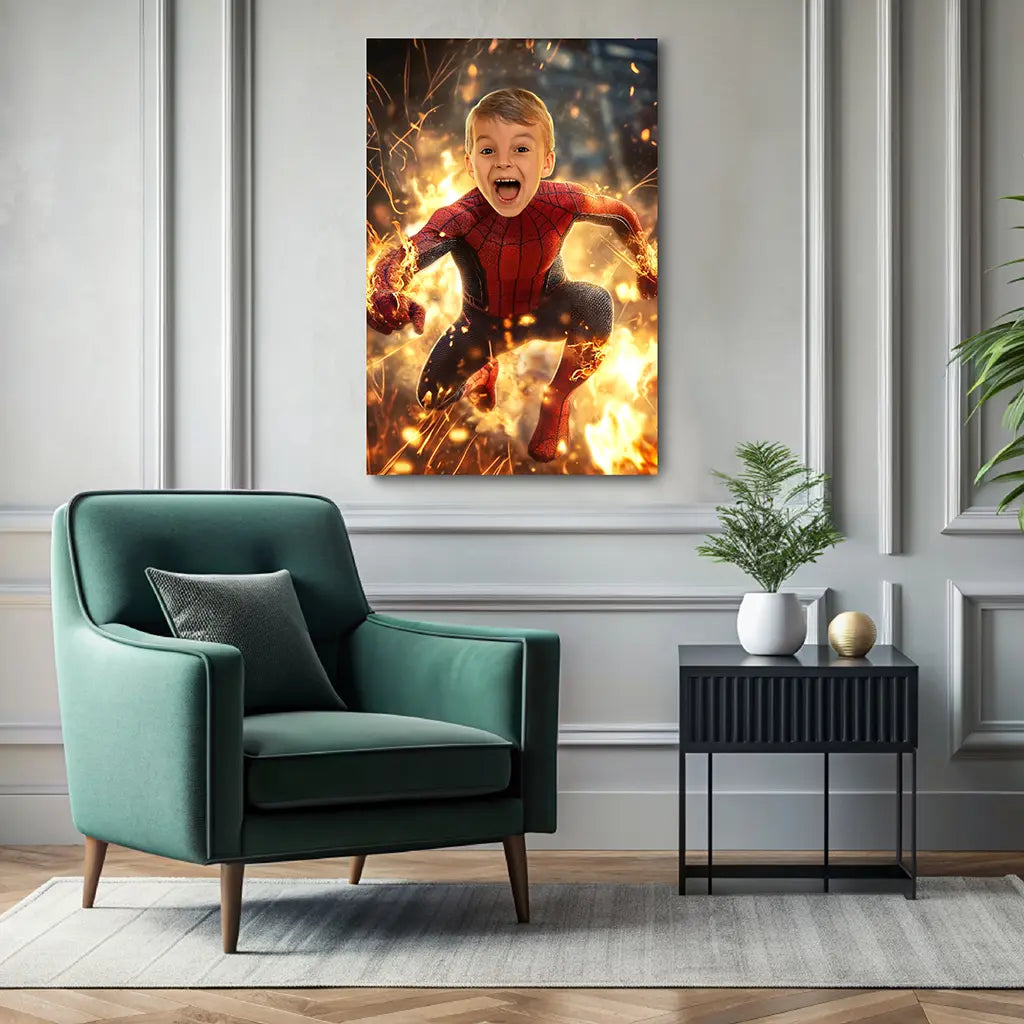 The Superhero custom boy portrait wall art canvas