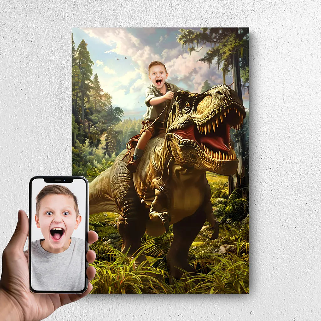 The T-Rex Rider custom personalized portrait from photo