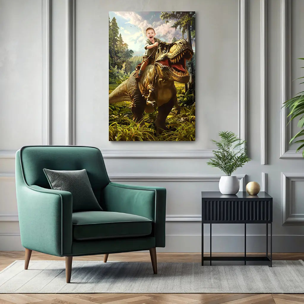 The T-Rex Rider custom personalized portrait wall decor