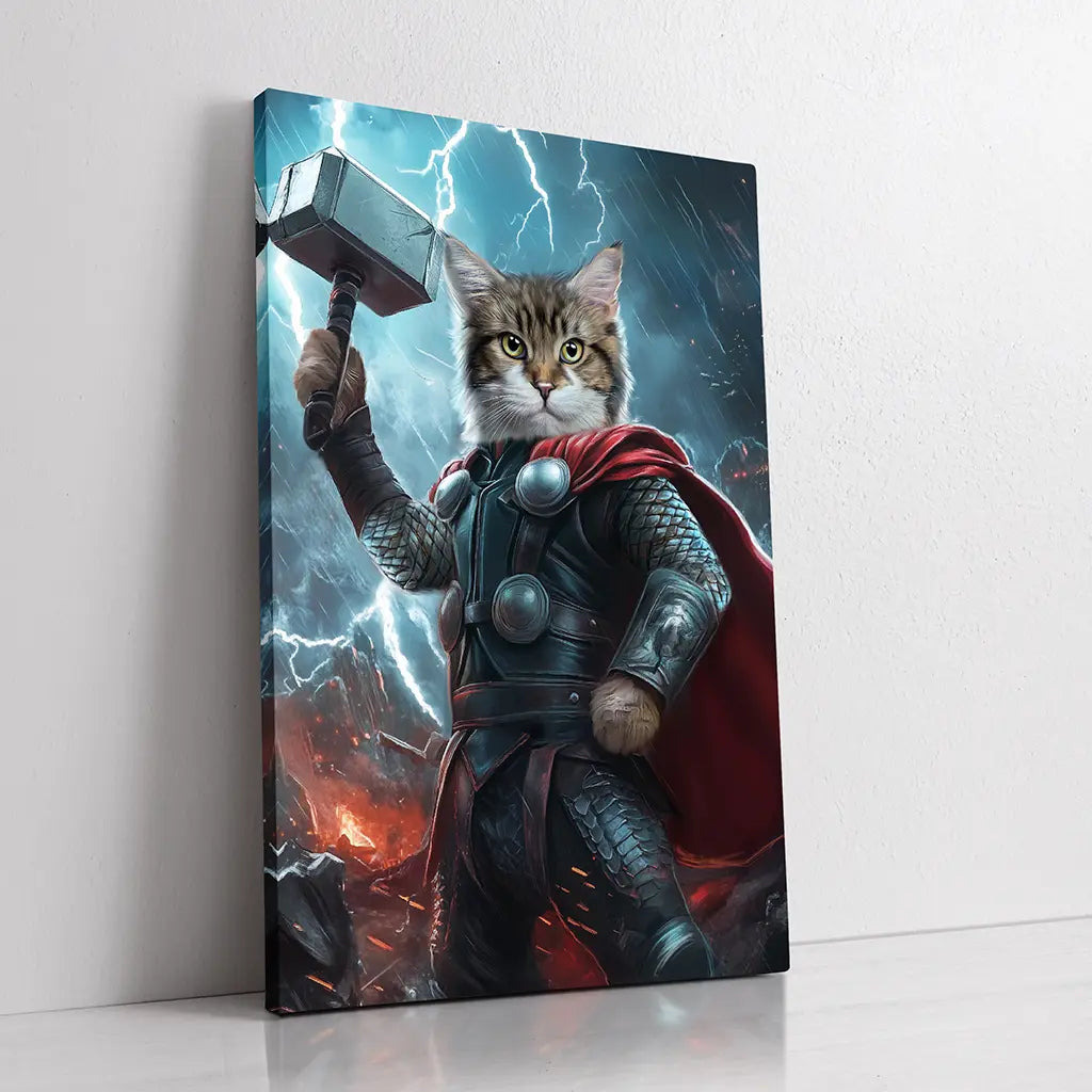 The Thunderpaw custom cat superhero portrait
