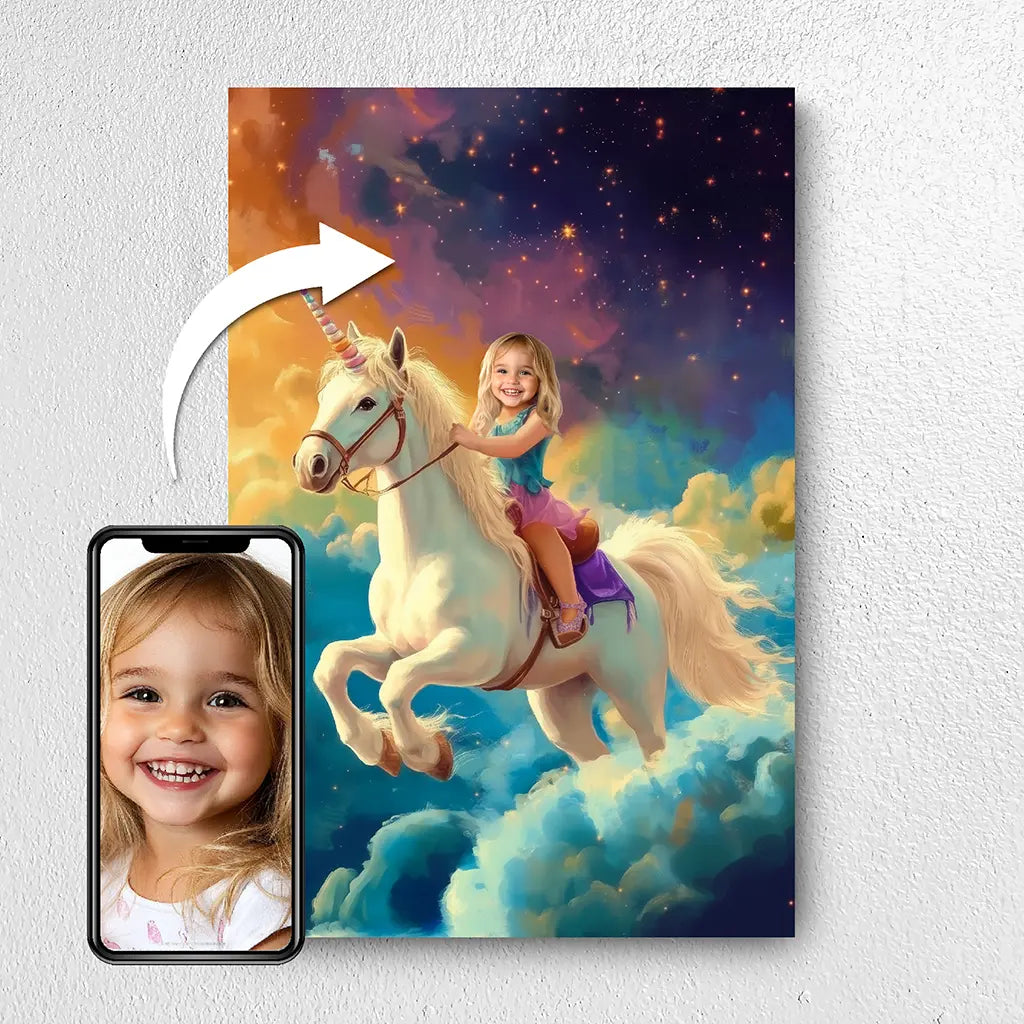 The Unicorn Princess custom girl portrait from photo