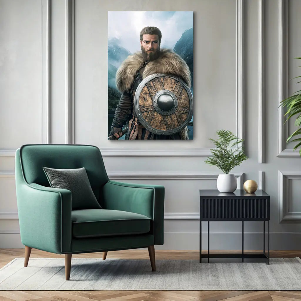 The Viking Hero custom viking portrait wall art canvas